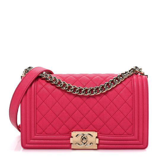 Caviar Quilted Medium Boy Flap Pink