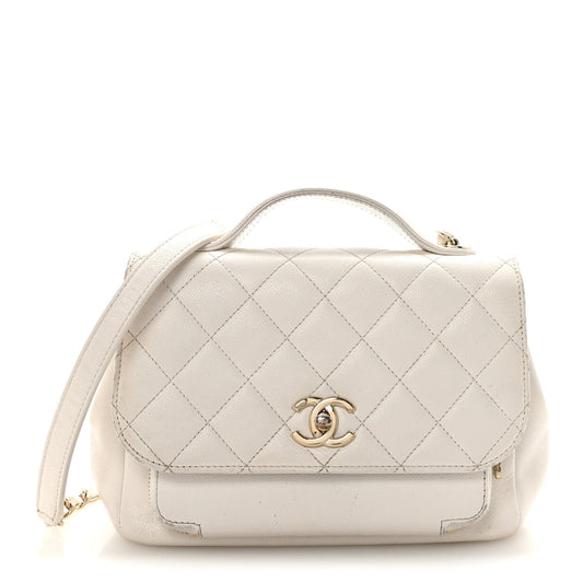 Caviar Quilted Medium Business Affinity Flap White