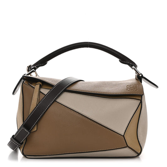 Calfskin Small Puzzle Bag Mocca Multicolor