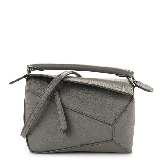 Soft Grained Calfskin Mini Puzzle Edge Bag Gunmetal
