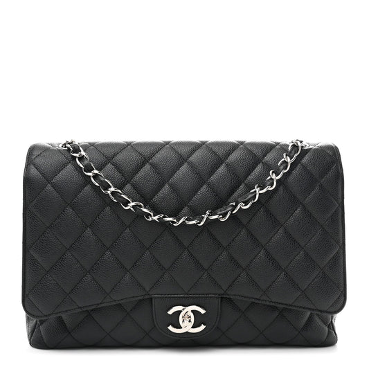 Caviar Quilted Maxi Double Flap Black