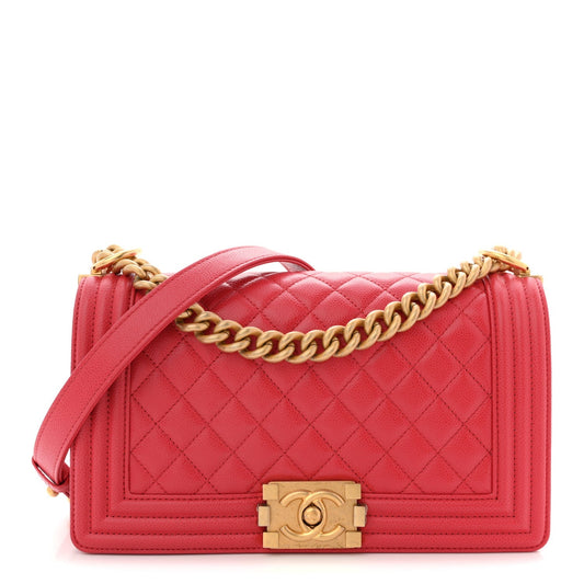 Caviar Quilted Medium Boy Flap Red