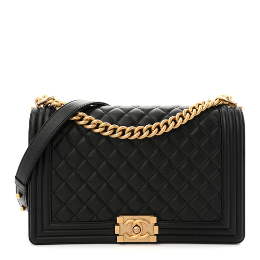 Calfskin Quilted New Medium Boy Flap Black