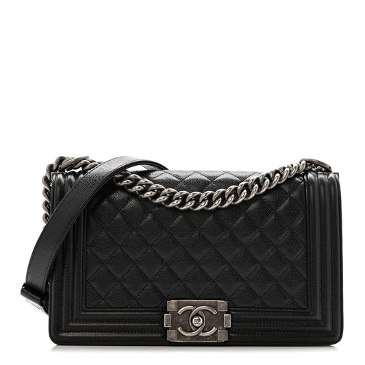 Caviar Quilted Medium Boy Flap Black
