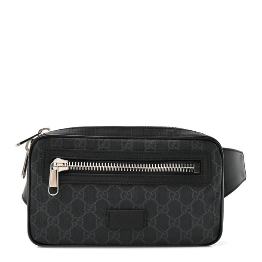 Soft GG Supreme Monogram Web Belt Bag Black Grey