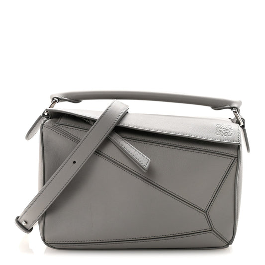 Calfskin Small Puzzle Bag Pearl Grey