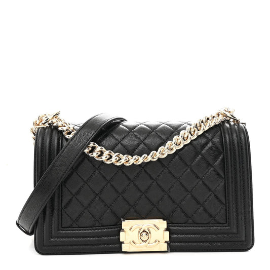 Caviar Quilted Medium Boy Flap Black