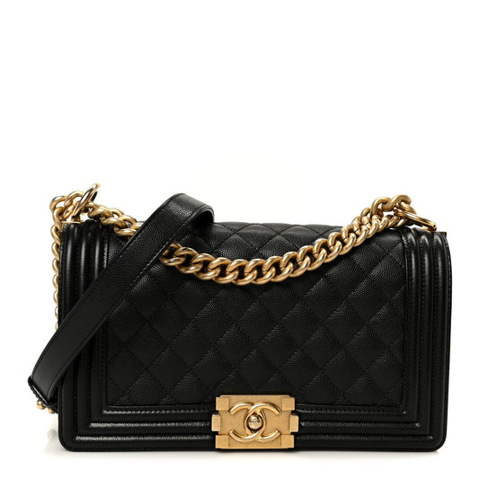 Caviar Quilted Medium Boy Flap Black