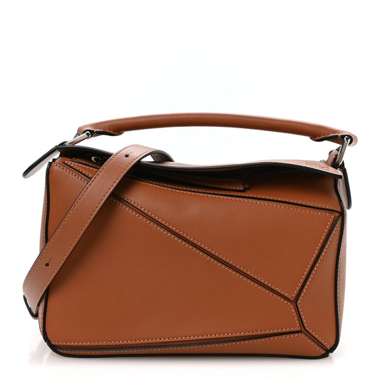 Calfskin Small Puzzle Edge Bag Tan