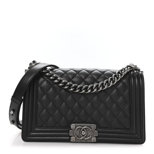 Caviar Quilted Medium Boy Flap Black
