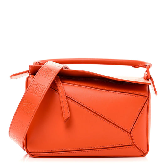 Satin Calfskin Small Puzzle Bag Orange