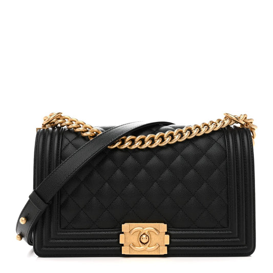 Caviar Quilted Medium Boy Flap Black