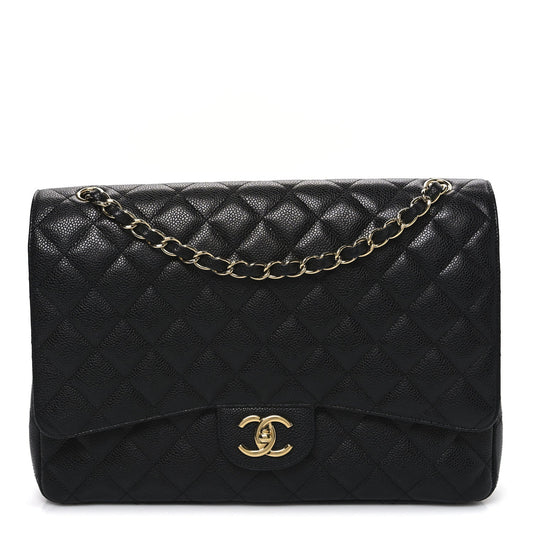 Caviar Quilted Maxi Double Flap Black