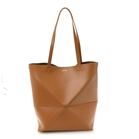 Shiny Calfskin Medium Puzzle Fold Tote Warm Desert