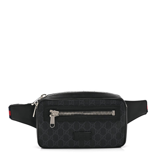 Soft GG Supreme Monogram Web Belt Bag Black Grey