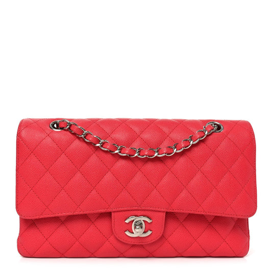 Caviar Quilted Medium Double Flap Dark Pink