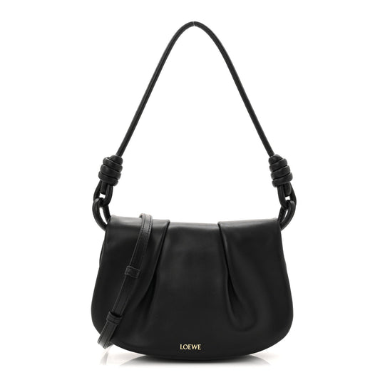 Shiny Nappa Calfskin Paseo Satchel Black