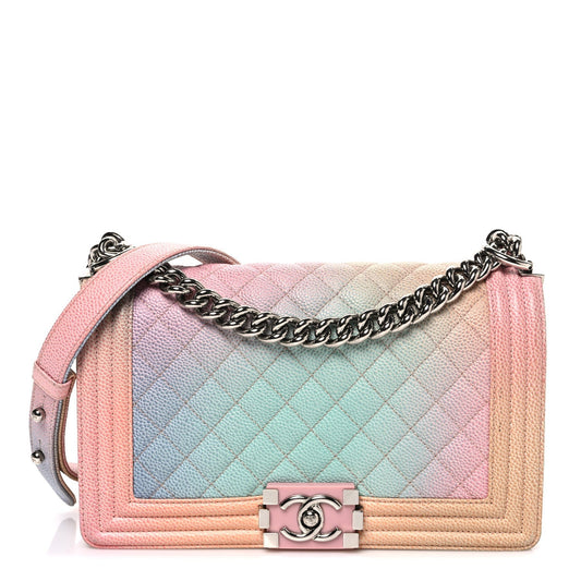 Caviar Quilted Medium Cuba Rainbow Boy Flap Multicolor