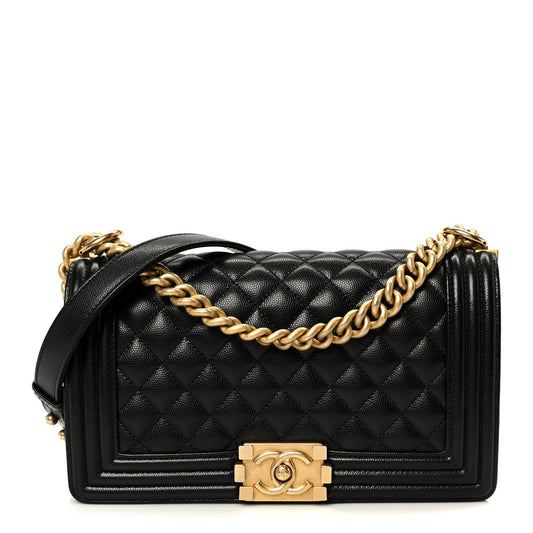 Caviar Quilted Medium Boy Flap Black