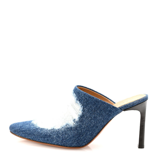 Ripped Denim 90 Mules Washed Denim