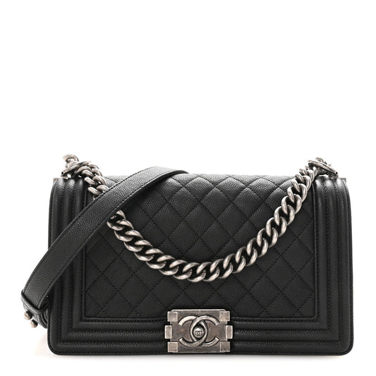 Caviar Quilted Medium Boy Flap Black