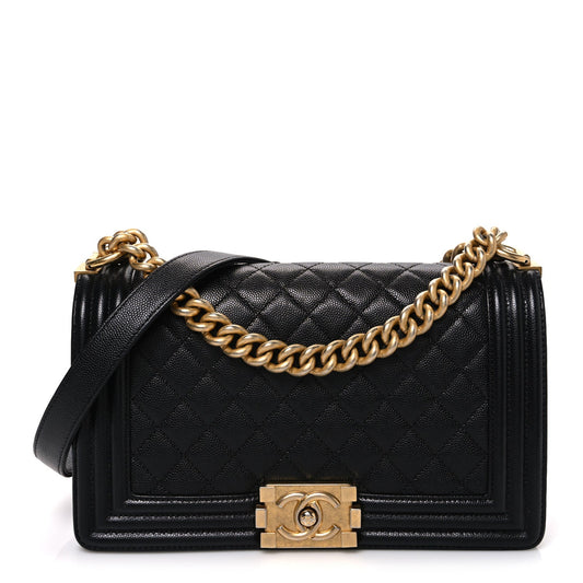 Caviar Quilted Medium Boy Flap Black