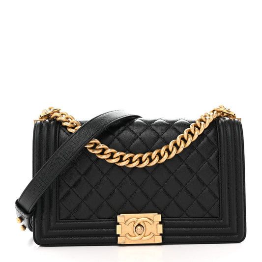 Caviar Quilted Medium Boy Flap Black