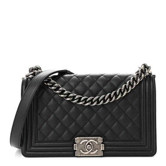 Caviar Quilted Medium Boy Flap Black