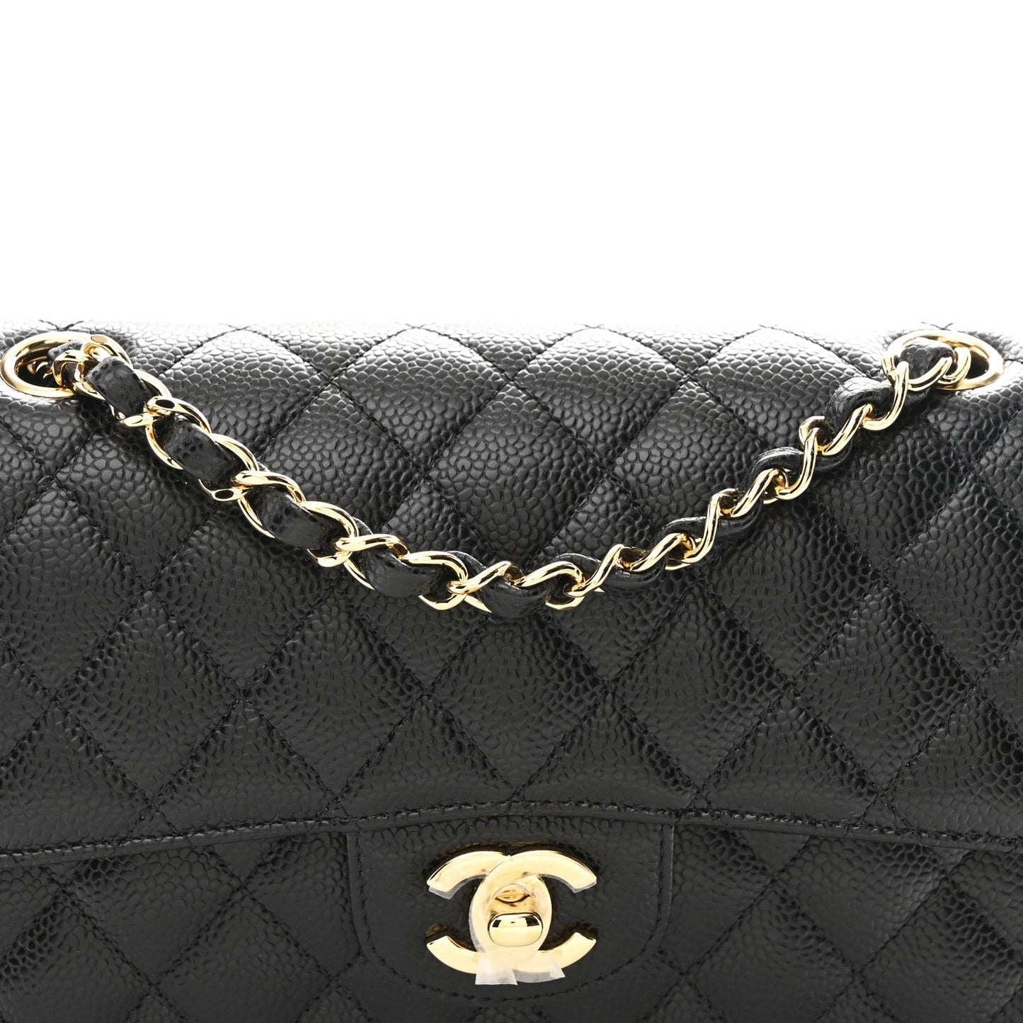 Caviar Quilted Small Double Flap Black