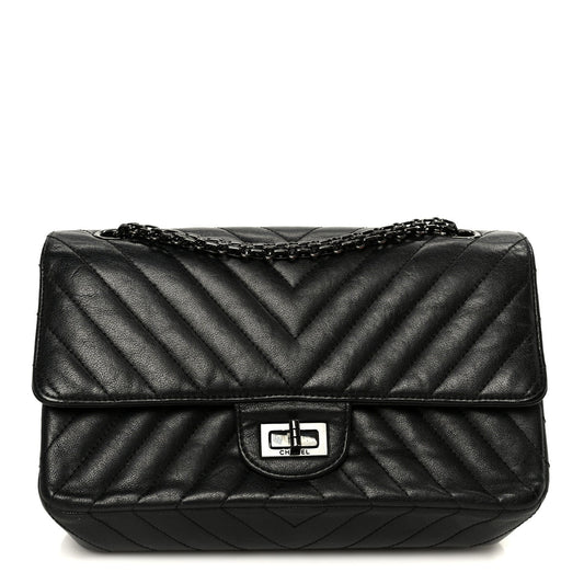 Sheepskin Chevron Quilted 2.55 Reissue 225 Double Flap So Black