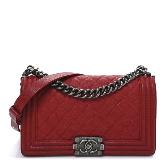 Caviar Quilted Medium Boy Flap Red