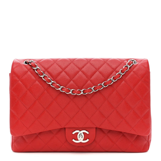 Caviar Quilted Maxi Double Flap Red
