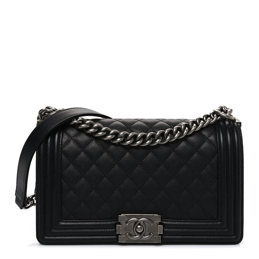 Caviar Quilted Medium Boy Flap Black
