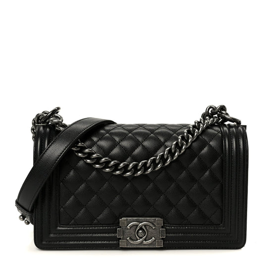Caviar Quilted Medium Boy Flap Black