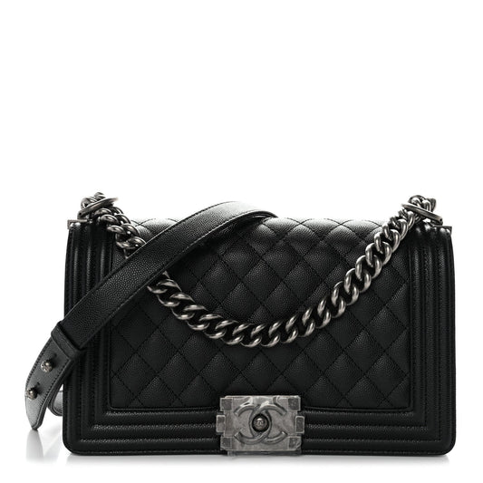 Caviar Quilted Medium Boy Flap Black