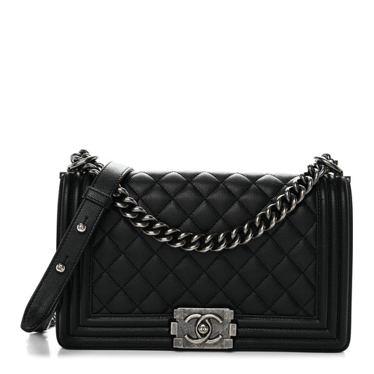 Caviar Quilted Medium Boy Flap Black