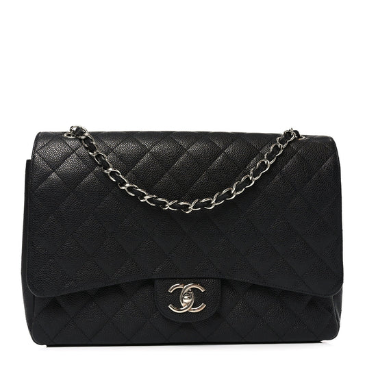 Caviar Quilted Maxi Double Flap Black