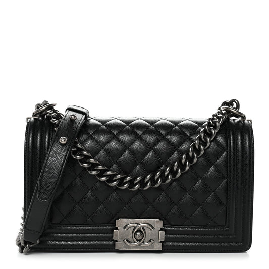 Caviar Quilted Medium Boy Flap Black