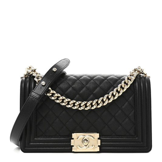 Caviar Quilted Medium Boy Flap Black
