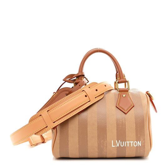 Calfskin Washed Stripes Speedy P9 Bandouliere 20 Camel