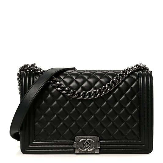 Calfskin Quilted Medium Boy Flap Black